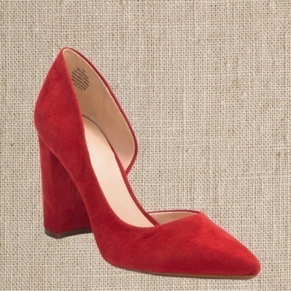 Red Block suede heels